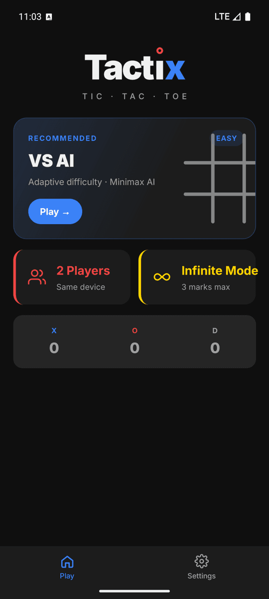 Tactix Menu — three modes