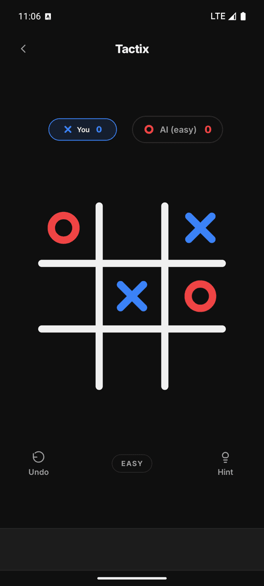 Tactix VS AI — adaptive difficulty
