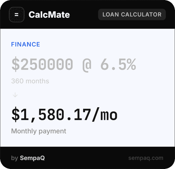 CalcMate result shared as an image card
